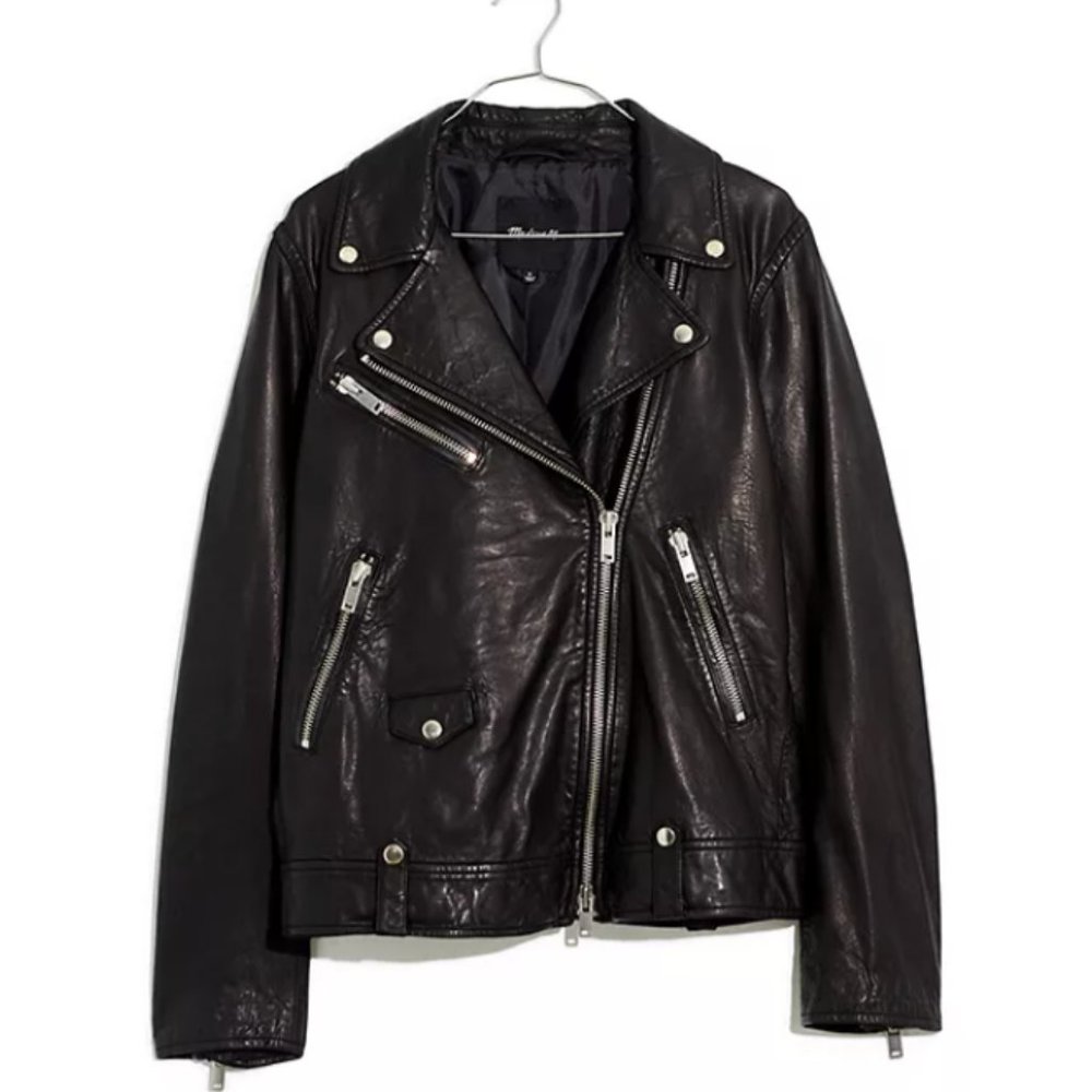 Madewell Washed Leather Oversized Motorcycle Jacket (small)